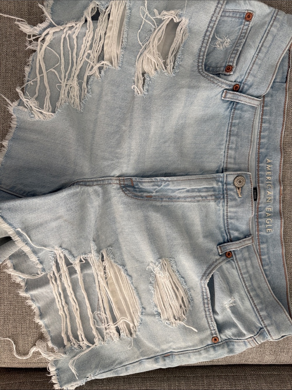 American Eagle Outfitters Light Blue Distressed Denim Jean Shorts